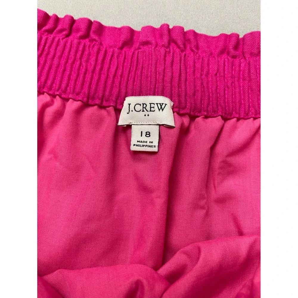 J.Crew Re-Imagined‎ Pink Linen Cotton Blend Elastic Waist Skirt Size 18